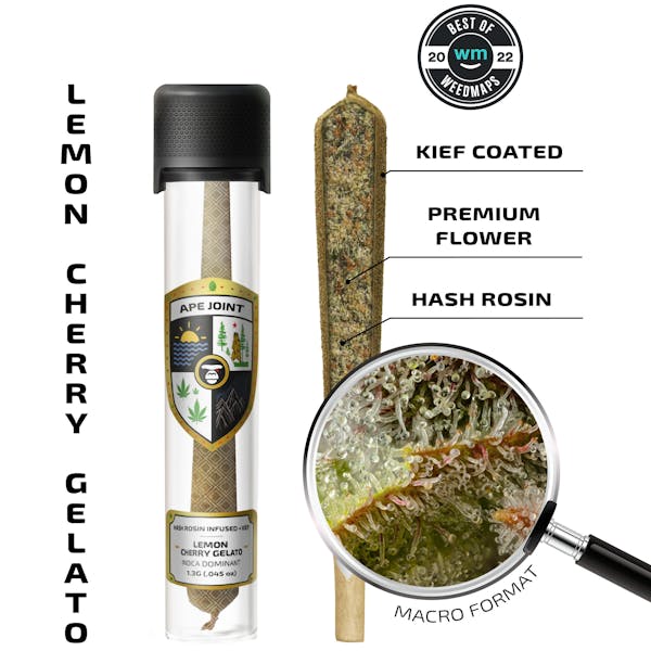 1697625079-ape-joint-13g-lemoncherrygelato-wm__7_.jpg APE Lemon Cherry Gelato , Prerolls Hash Rosin Hash Hole 1.3g