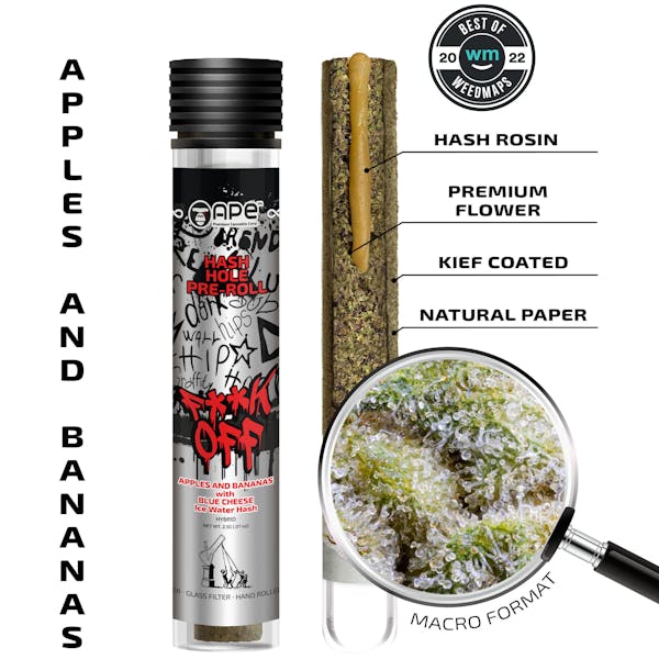 1701359992-ape-hash_hole_pre-roll_25g-apples_and_bananas.jpg APE Apples And Bananas & Blue Cheese Hash Hole 2.5g