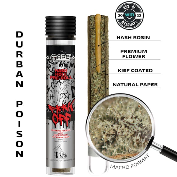 1701362373-ape-hash_hole_pre-roll_25g-durban_poison.jpg APE Durban Poison & Cafe Racer Hash Hole 2.5g