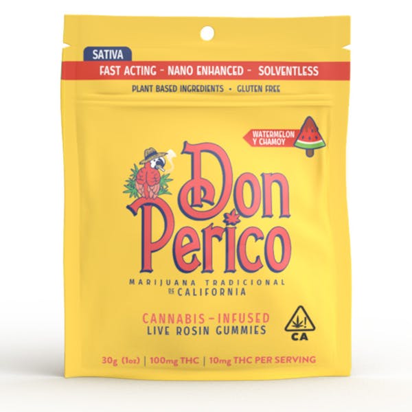 Camino Don Perico, Gummies Nano Infused Live Rosin, Watermelon + Chamoy (Sativa) Gummies 100mg 20ct