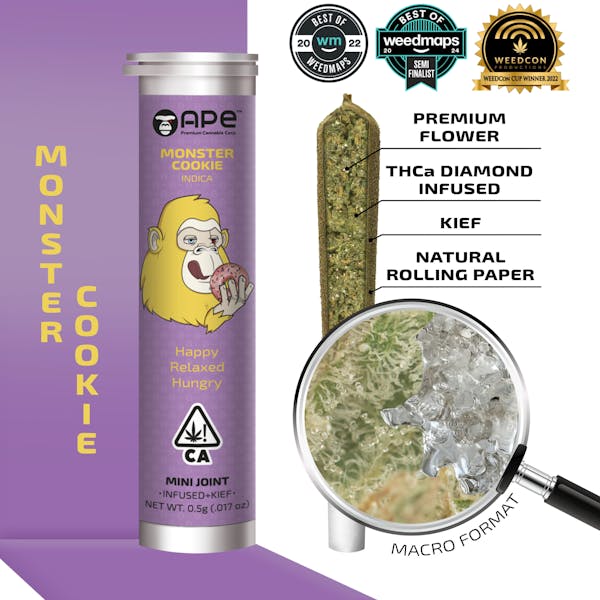 1770416147-ape_mini_joint__infused-kief__0-5g_-_monster_cookie.jpg APE Monster Cookies, Mini Joint Hash Hole 0.5g
